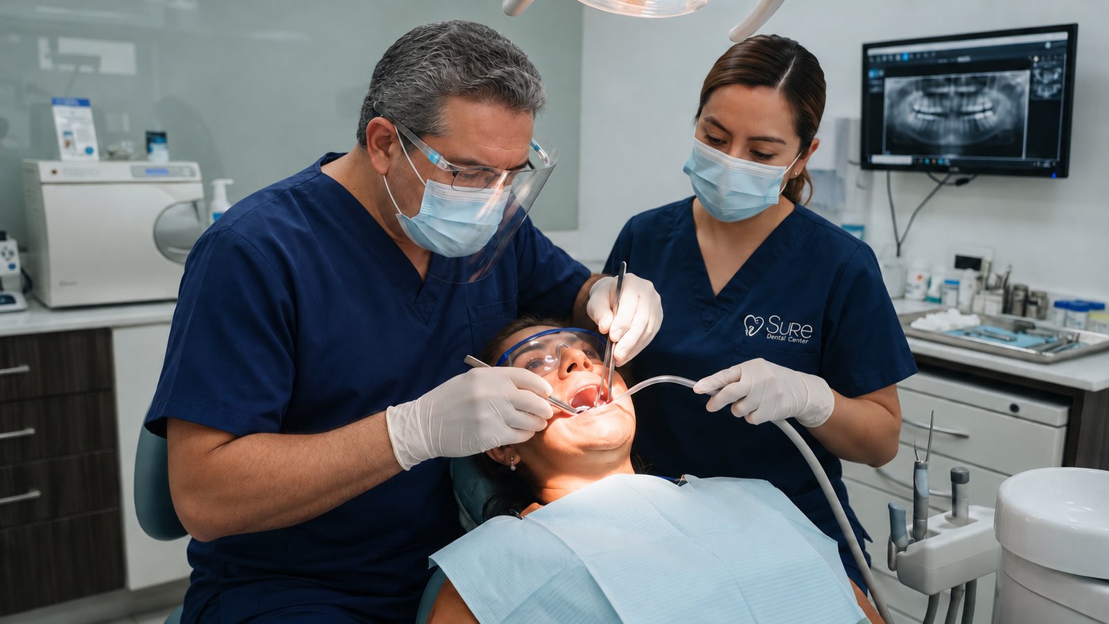 Dentistas de Sure Dental en Tijuana durante un tratamiento